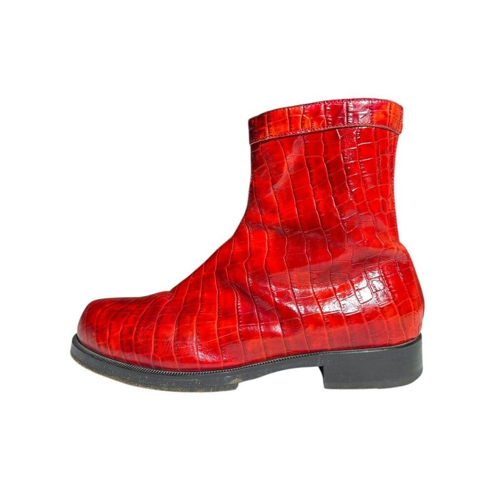 Runway croc skin zip boot
